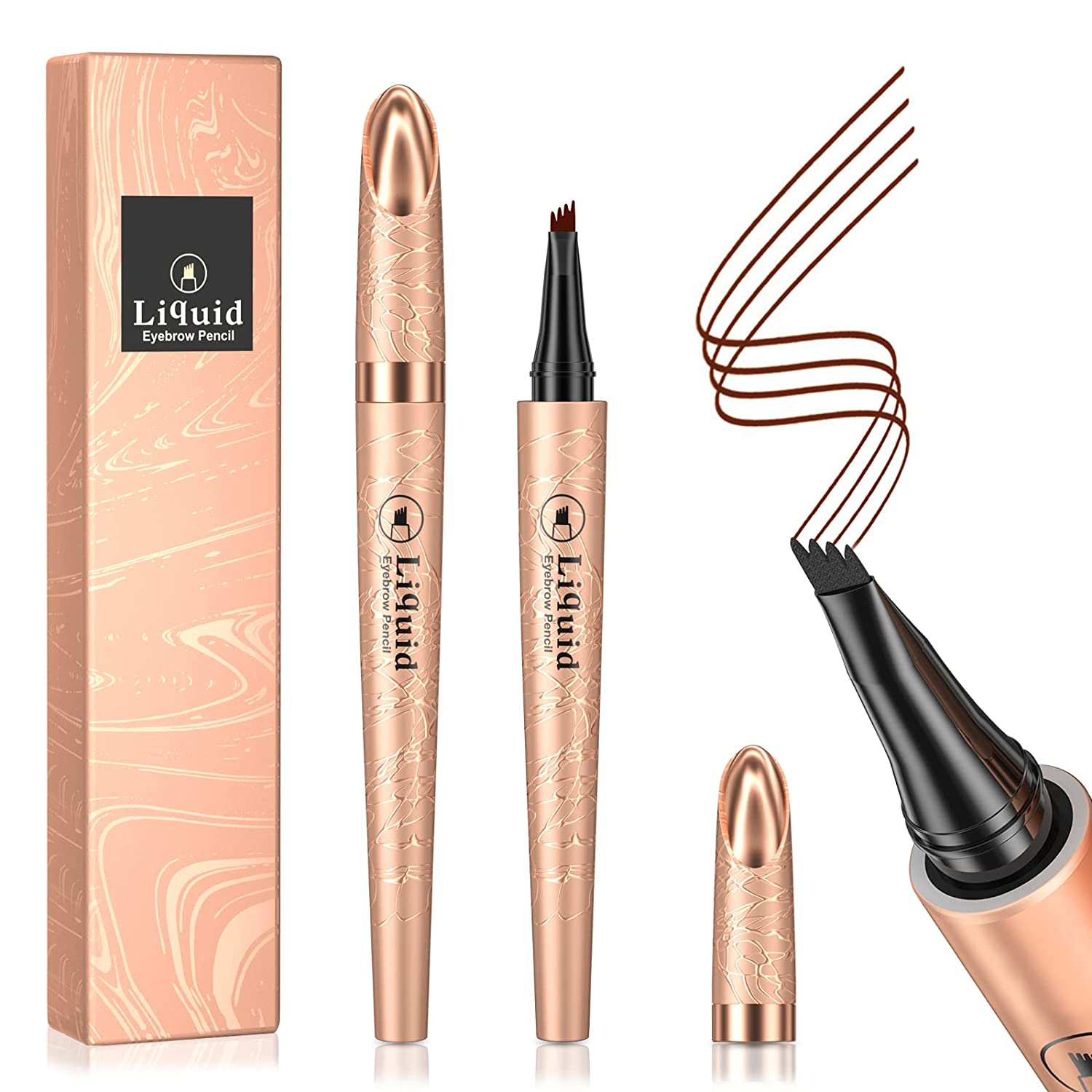 Housn Eyebrow Pencil, Eyebrow Pencil with fork Tip, Smudge-Proof, Waterproof Liquid Eyebrow Pencil, Quick Drying and Durable, Build a Highly Natural Make-up (02# Dark Brown)