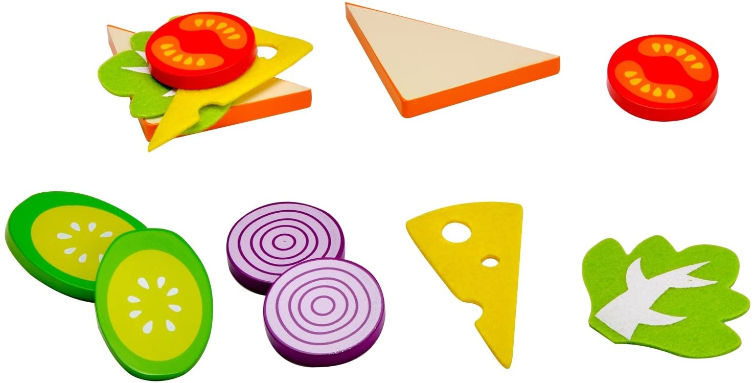 Idena 4100105 Small Kitchen Wood And Felt Champion Sandwich Set, 12 Pieces,
