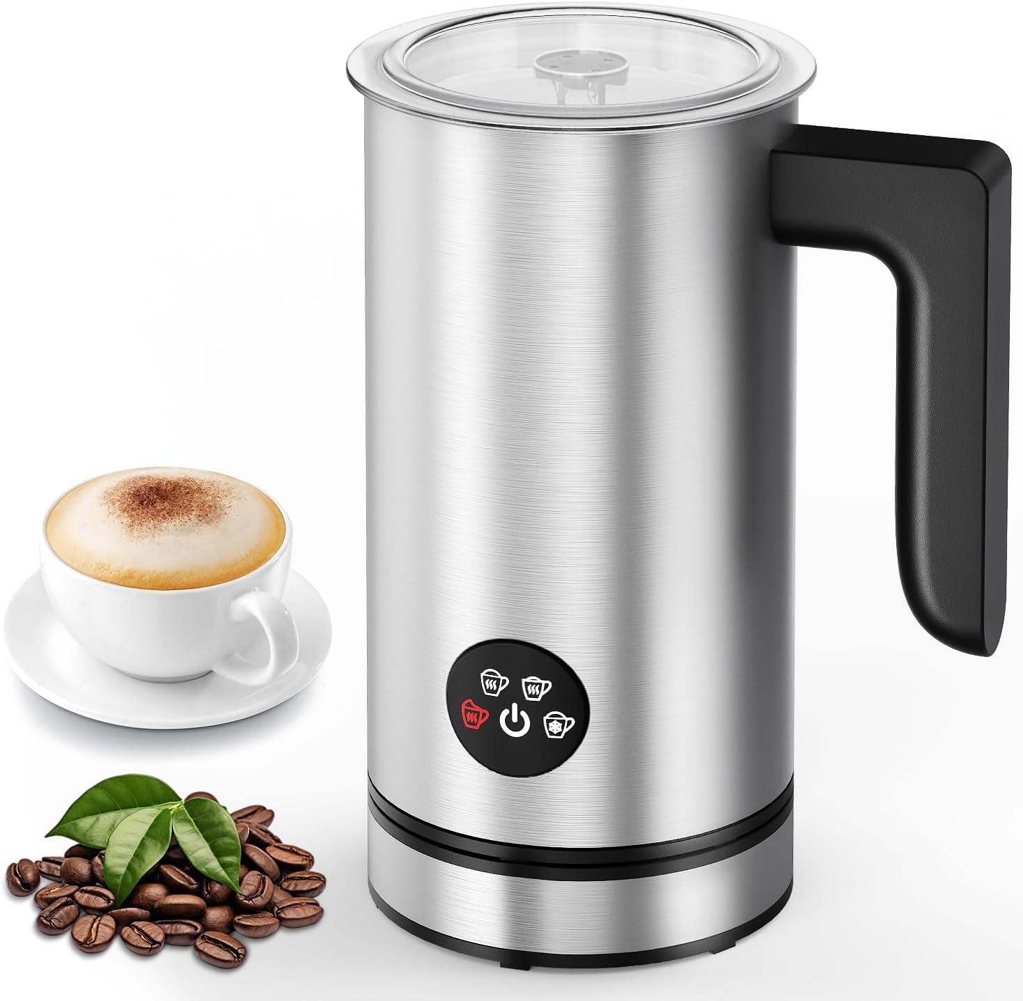 Electric Milk Frother - Stainless Steel Hot Cold Milk Frother for Hot Chocolate, Latte Macchiato, Cappuccino, Macchiato