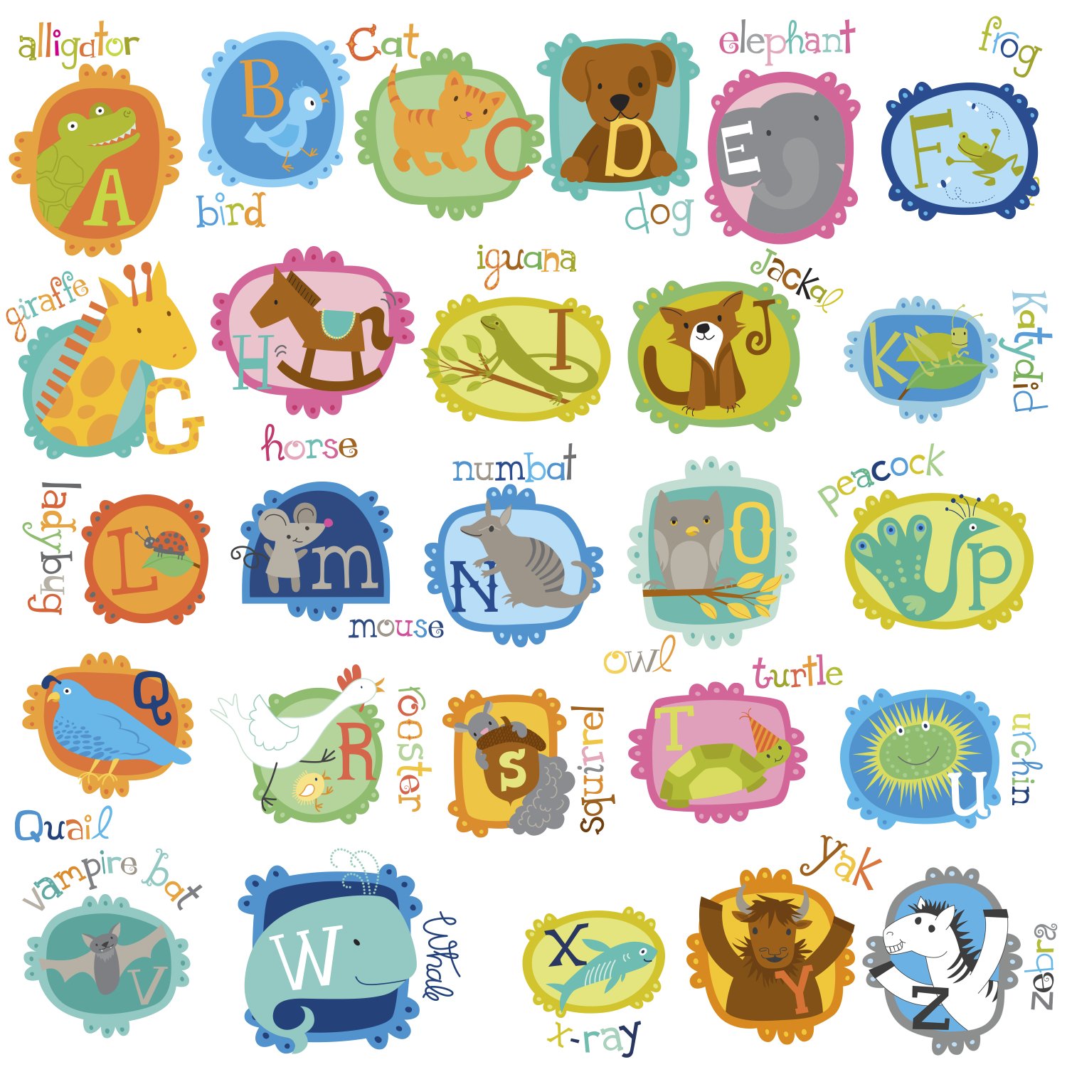 Roommates 54363 Rm Animal Alphabet Vinyl Wall Art Sticker Quote, 13 X 2,5 X