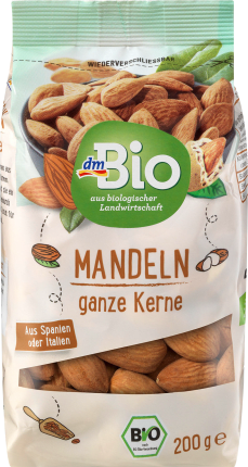 dmBio Almonds, brown, unpeeled, 200 g