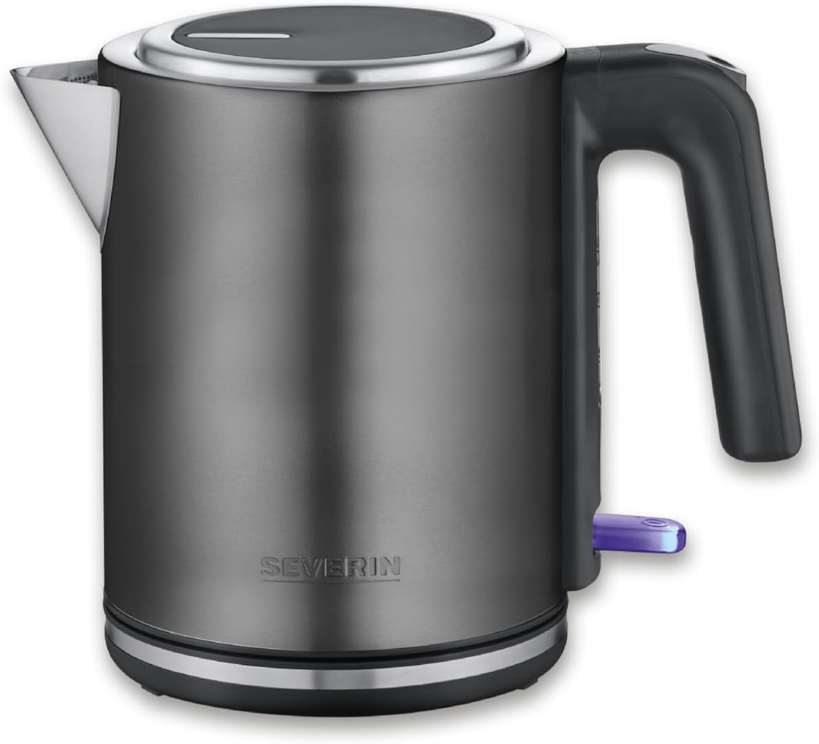 SEVERIN Store Severin WK 9342 Kettle with Fast Boil Power and Limescale Filter, 1 L Capacity, One-Handed Operation, Tea Maker with 360° Rotating Base, Dark Stainless Steel, Black, Stainless Steel, 2400 W