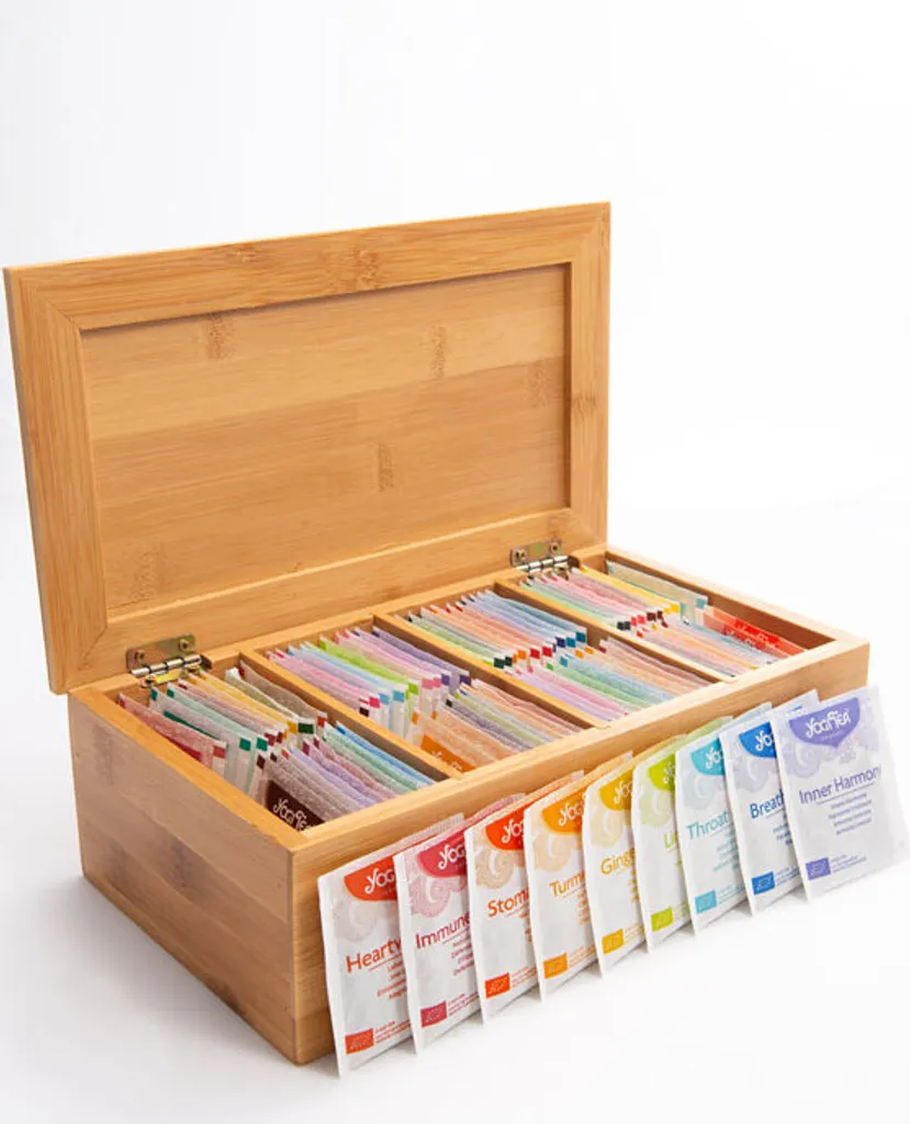 FRUTEG GmbH YOGI TEA Wooden Sampler Box | 48 Varieties (96 Tea Bags) | Tea, 180 gm