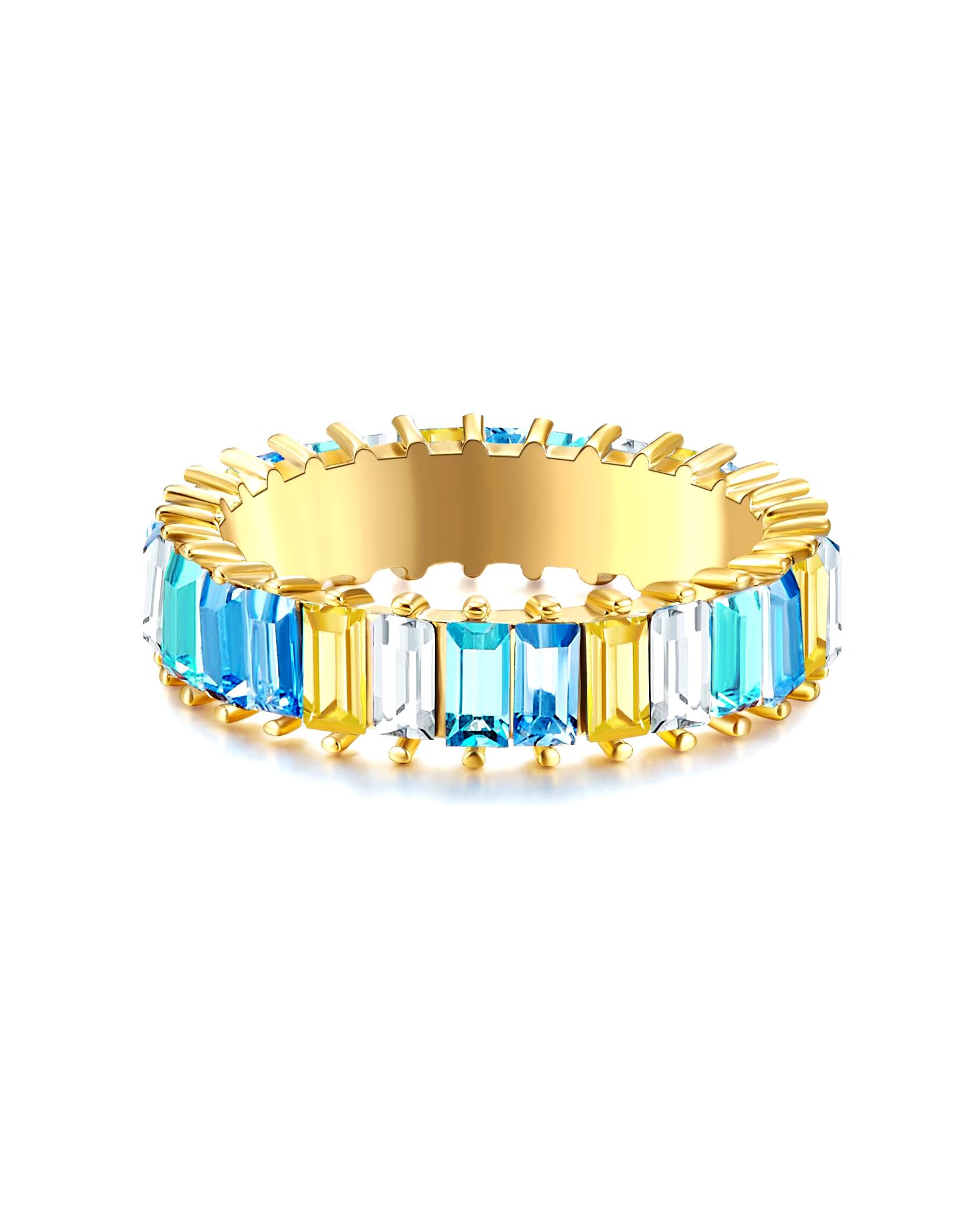 Yokoamii ring ring metal alloy glass crystal in yellow gold