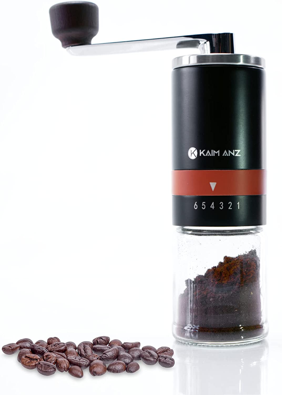 KAIM ANZ Manual Coffee Grinder - 6 Stage Hand Coffee Grinder with Ceramic Cone Grinder - Premium Manual Coffee Grinder - Ergonomically Shaped Espresso Grinder for Excellent Coffee Enjoyment