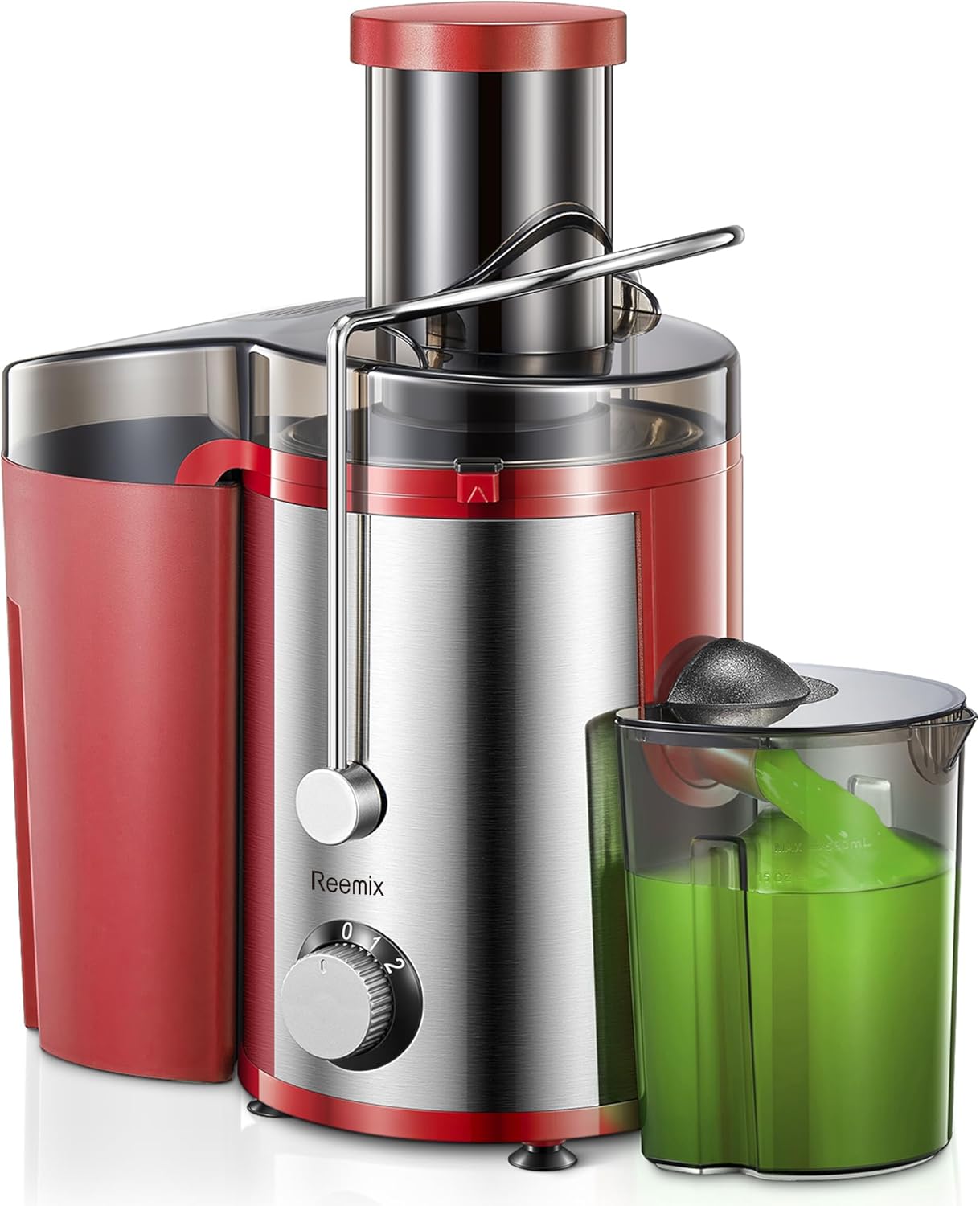 Juicer Vegetable and Fruit, Centrifugal 72 mm Filling Opening, 800 W Stable Power, Quick Juicing, Centrifugal, Easy to Clean with Brush, BPA-Free (Red, 800W)