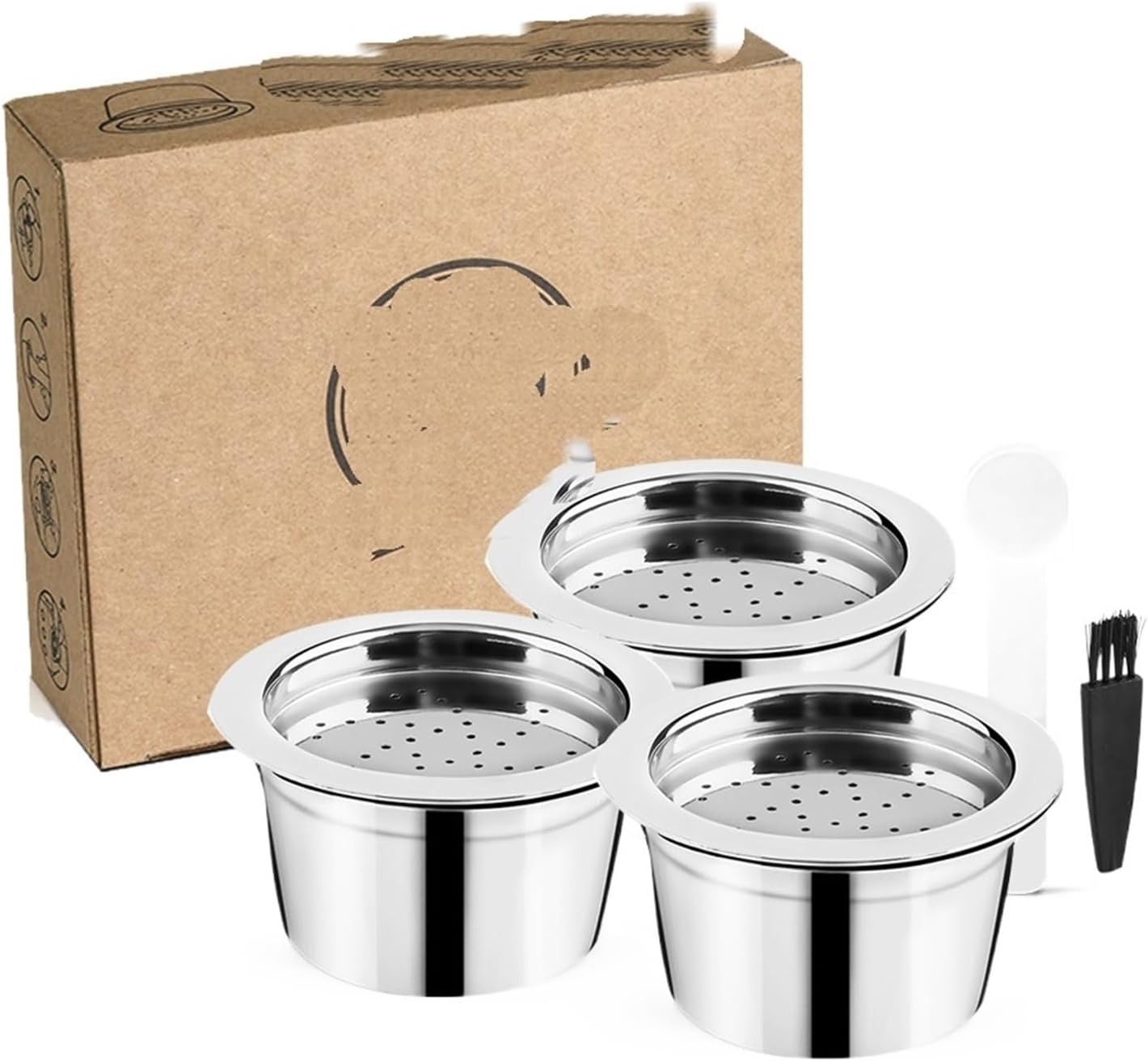 INEOUT Coffee Capsule Compatible with Tchibo Cafissimo & K Fee ALDI Expressi Coffee Machine, Stainless Steel Metal Filter Housing (Colour: Light Grey)
