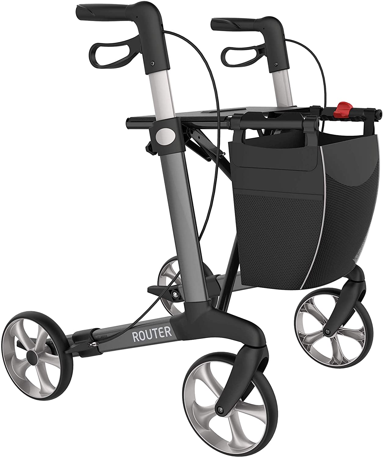Hablicare® Premium Lightweight Rollator Set Router, with One Handle, Foldab