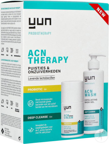 Yun ACN Therapy Repair Face Cream Bottle 50ml + Exfoliating Face Wash Gel Pump Bottle 150ml