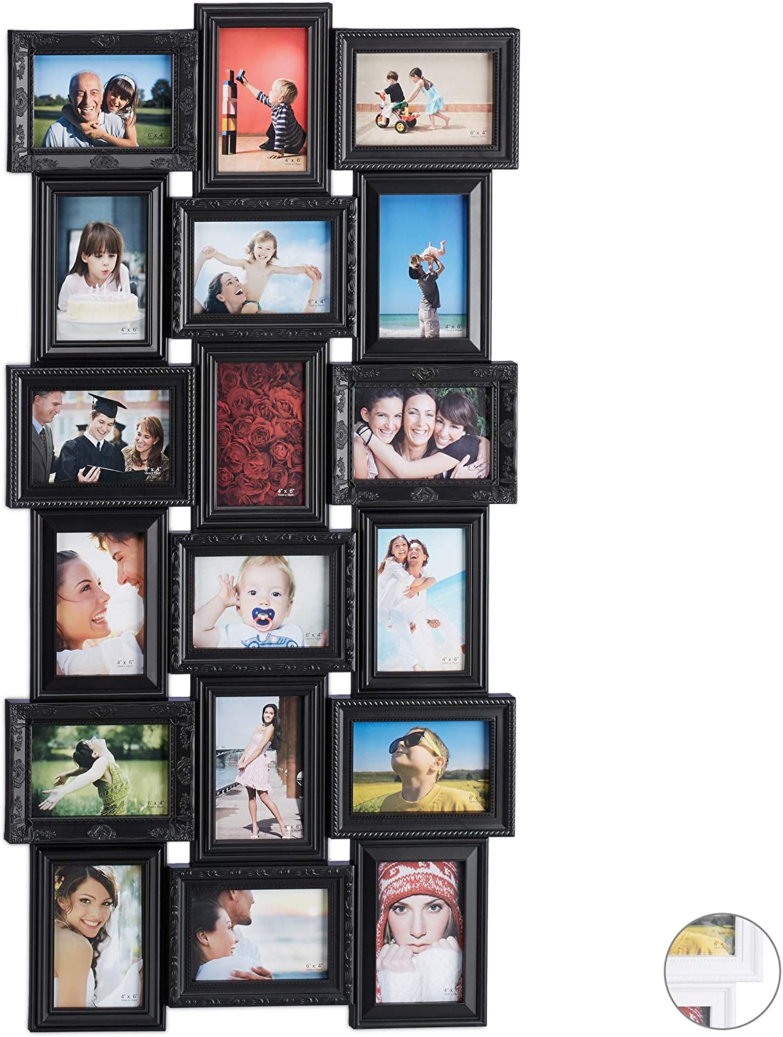 Relaxdays Collage Photo Frame 18 Pictures 10 X 15 Cm Portrait And Landscape