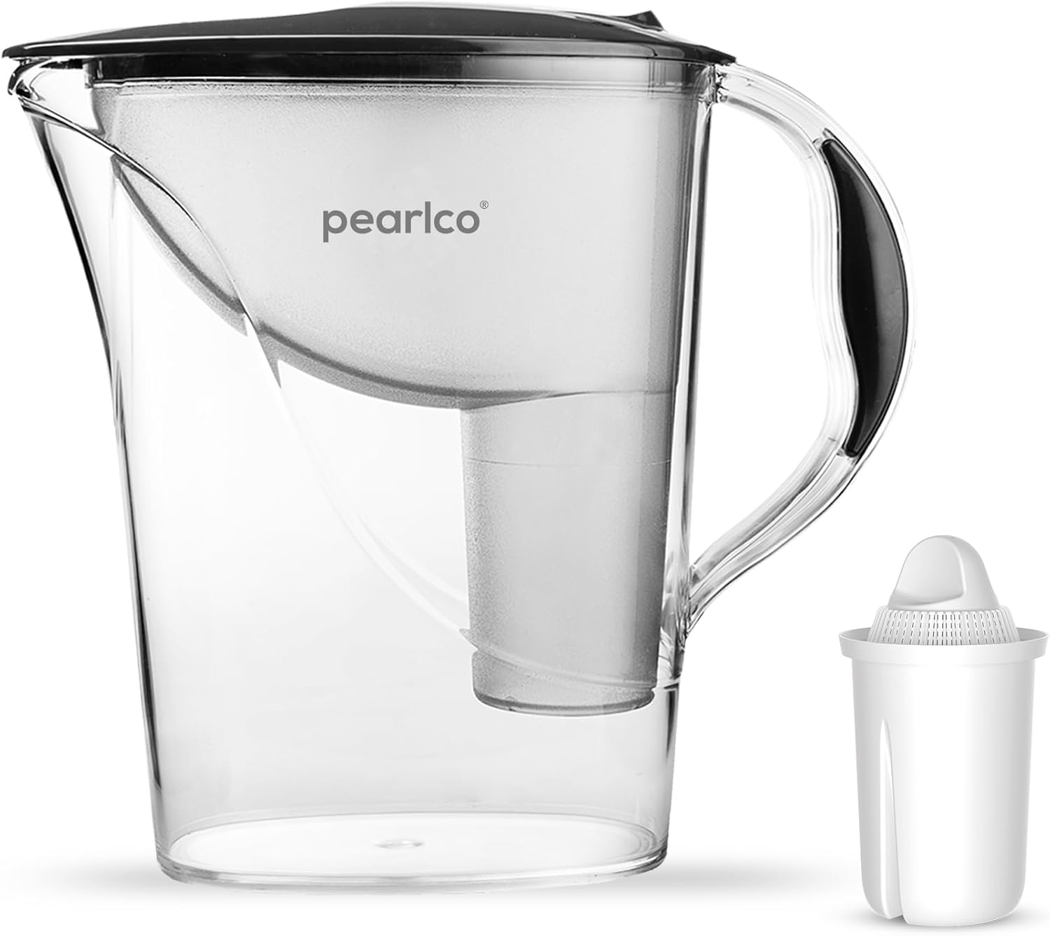 Standard PearlCo Water Filter (Anthracite) with 1 Classic Filter Cartridges - Reduction of Limescale, Chlorine, Lead & Copper - Compatible with Brita Classic - Made in EU