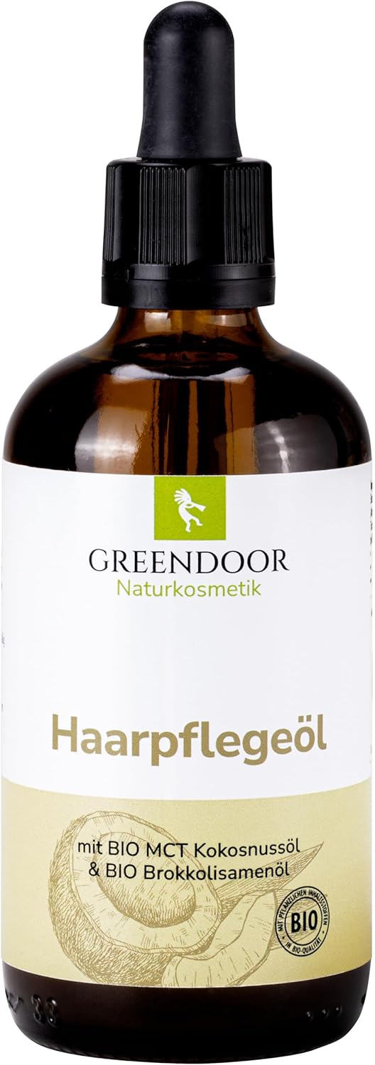 GREENDOOR Organic Hair Care Oil 100 ml, Nourishing Hair Oil, Natural Heat Protection, Hair Care without Silicones, Natural Cosmetics Restorative Care for Hair