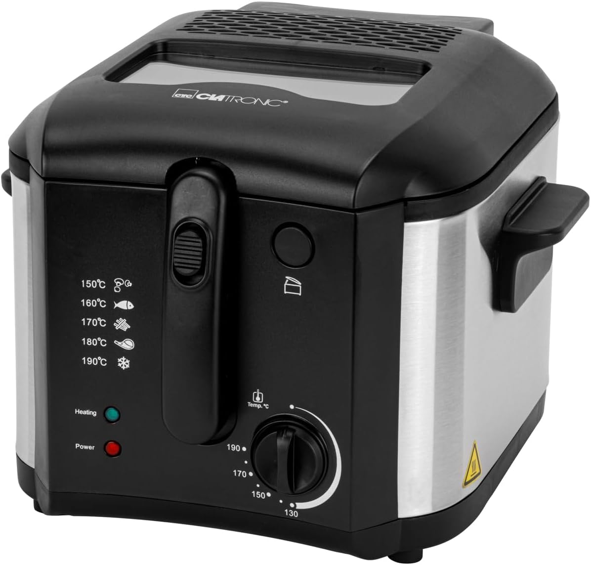 Clatronic FR 3649 Fryer 1600 W 2.5 L Oil Grease Capacity Continuously Adjustable Thermostat 130 °C - 190 °C Stainless Steel Application Black