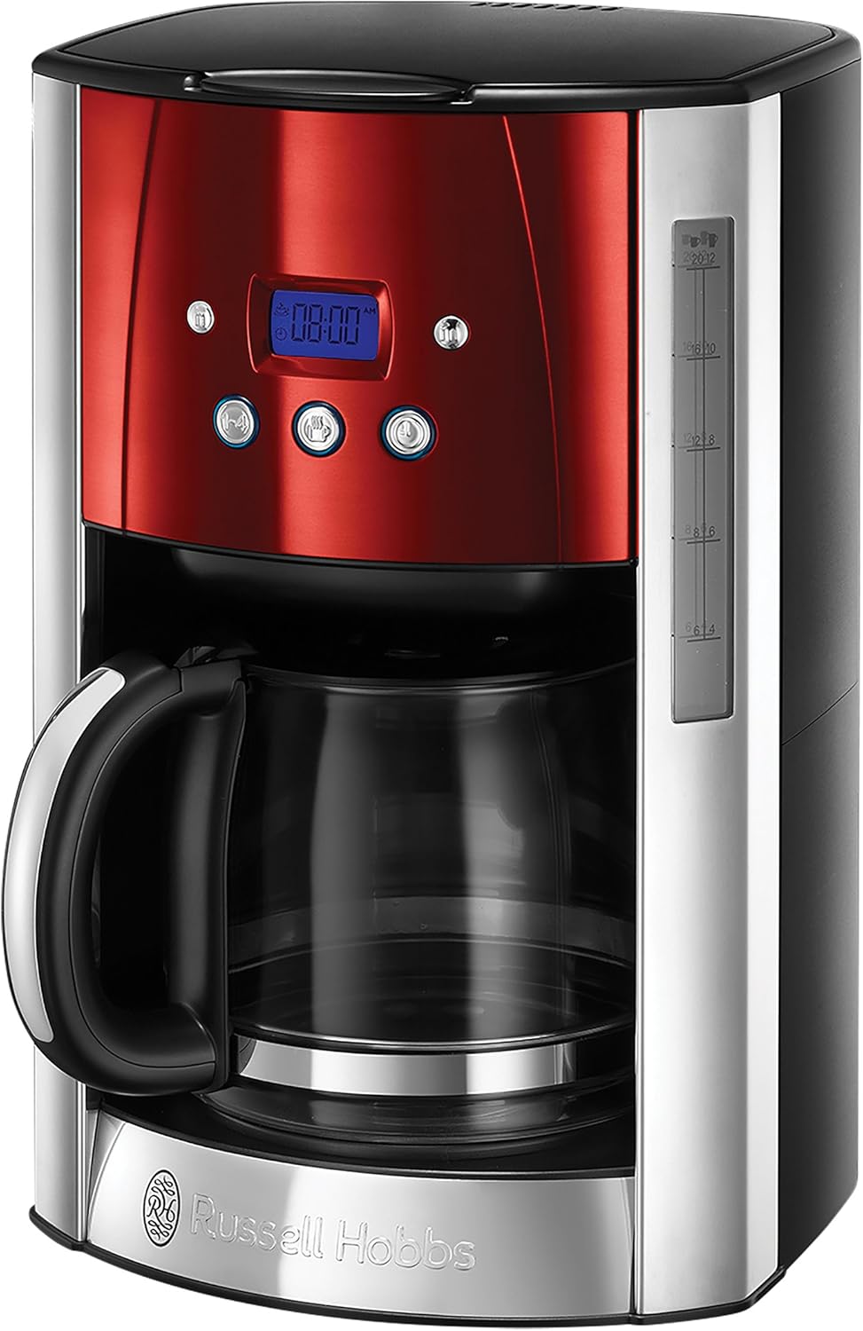 Russell Hobbs Luna Freestanding Semi-auto 1.8L 12cups Black,Red,Silver - coffee makers (Freestanding, Black, Red, Silver, Jug, Plastic, Stainless steel, LCD, Glass)