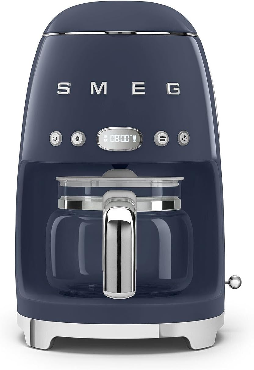 Smeg, DCF02NBEU Filter Coffee Machine, Aroma and Auto Start Function, Glass Carafe up to 12 Cups, 2 Intensity Levels, Keep Warm Function, 1050 W, Navy Blue