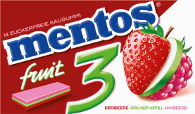 Mentos Chewing gum with strawberry, green apple & raspberry, sugar-free (14 pieces), 33 g