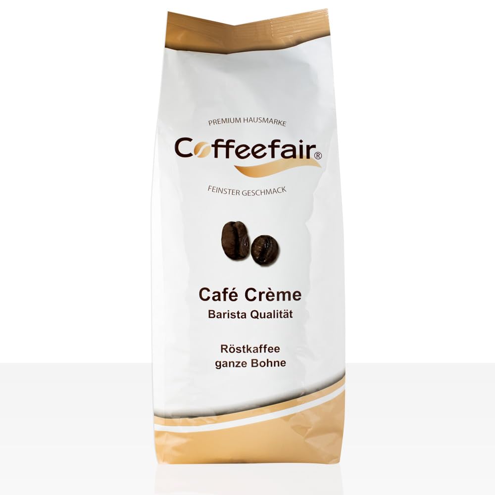 Coffeefair Cafe Creme Coffee Beans in Barista Quality – 1 kg for Fully Automatic Coffee Machines, Mixed Bean for Coffee or Espresso, Gentle Drum Roasting