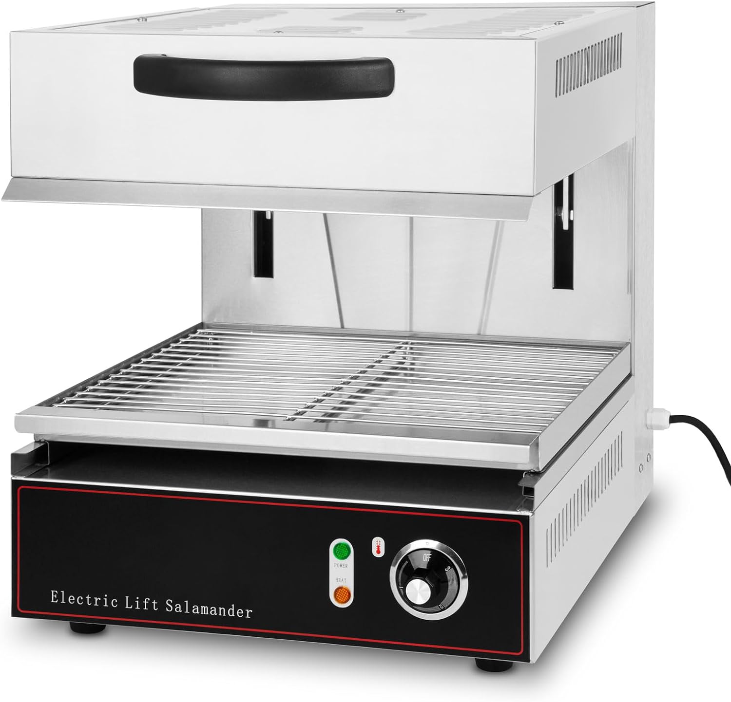 VERTES Salamander Grill with Lift, Adjustable 0-300 °C, 2800 Watt Gastronomy Oven for Baking, Gratinating, Caramelising and Keeping Food Warm, Stainless Steel Casing, Multi Grill