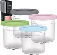 SMLJFO Creami Tubs for Ninja Creami Pack of 4 Creami Pint Containers Reusable Ice Cream Pints ​​and Lids for Ninja Ice Cream Maker NC299AMZ & NC300S for Ninja Ice Cream Machine Accessories