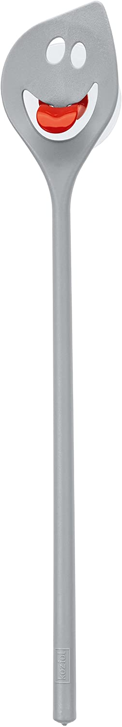 koziol Cooking Spoon with Wall Holder Oliver, Plastic, Cool Grey, 3.4 x 5.3 x 31.2 cm