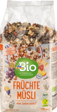 dmBio Muesli, fruits, 750 g
