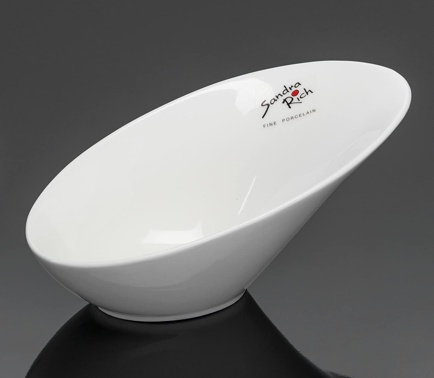 Sandra Rich Porcelain Bowl Plate Oblique White Oval 16.5 Cm X 10 Cm