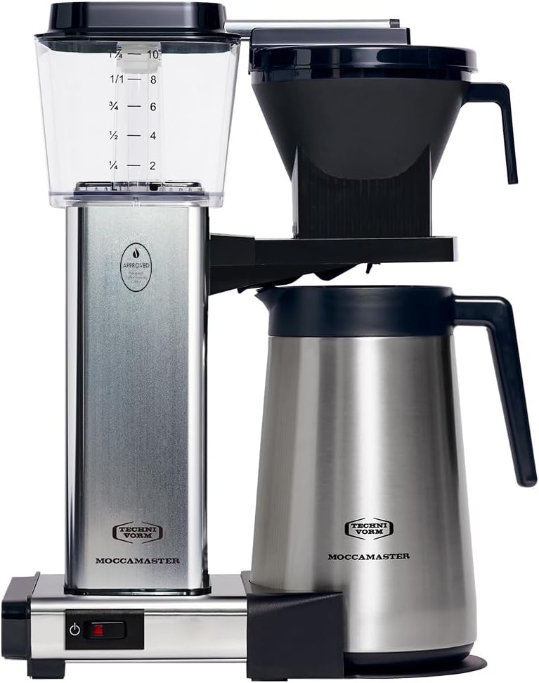 Moccamaster KBGT Filter Coffee Machine with Thermos Flask, Filter Coffee Machine, Polished Silver, 1.25 L