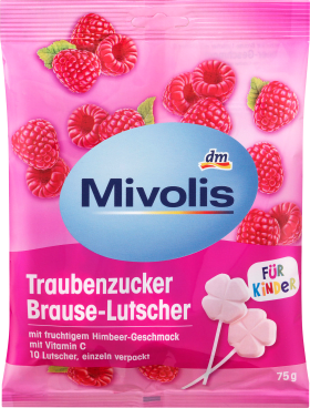 Mivolis Lollipops, grape sugar raspberry 10 pcs, 75 g
