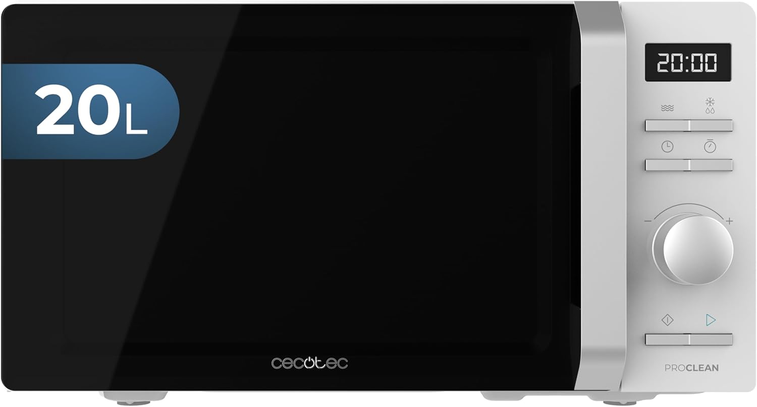 Cecotec Proclean 5010 Microwave Inverter White, 700 W, 19 Litre Capacity, 5 Power Levels, Turntable with 245 mm, 30 Minute Timer, 8 Programmes and Acoustic Beep