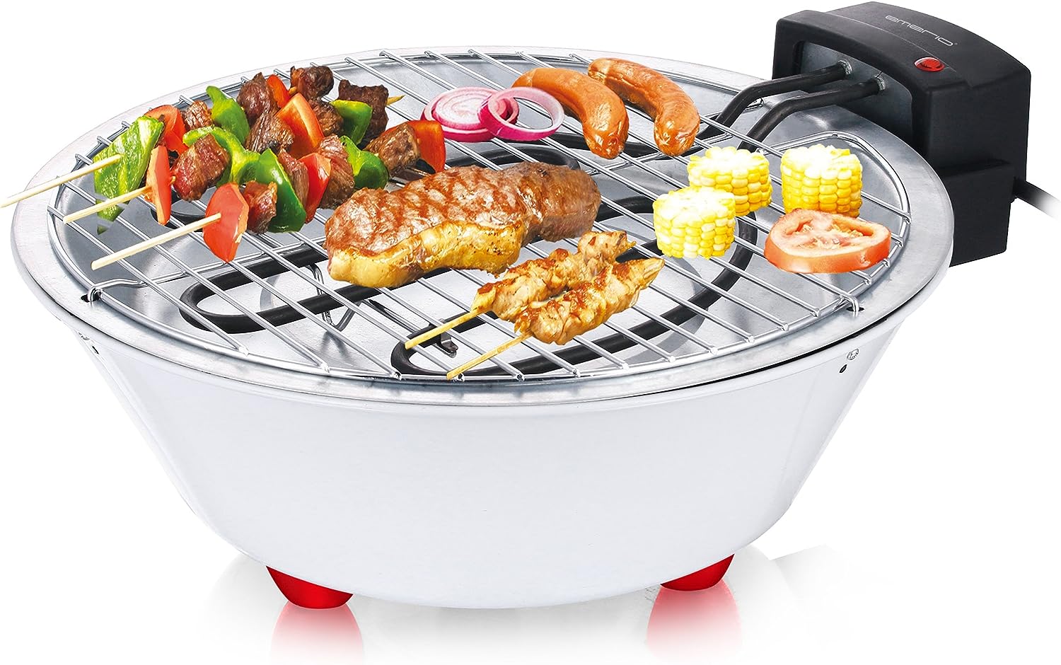 Emerio Barbeque BG-115597.2 Table Grill 1250 Watt White / Red