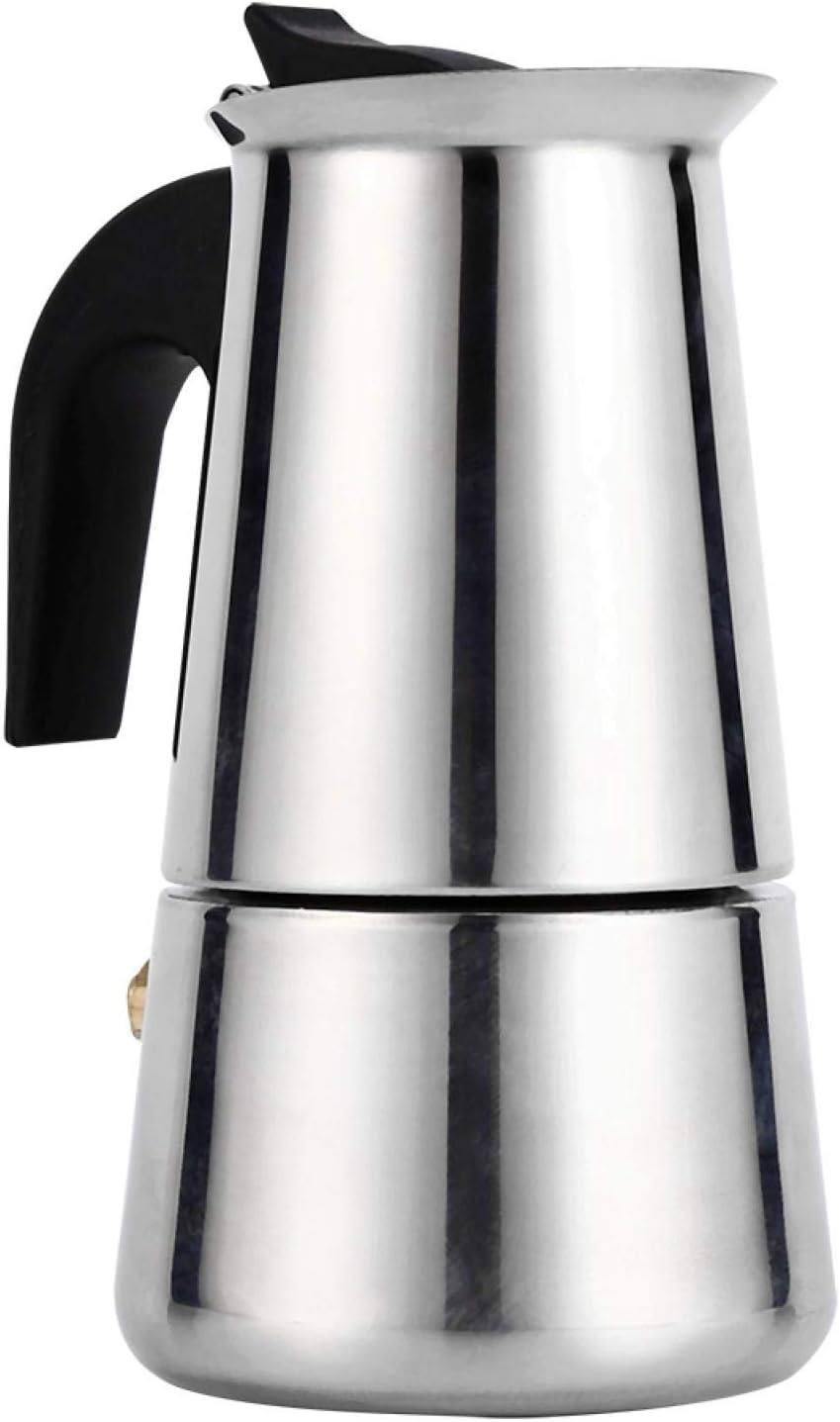 Tyenaza Espresso Maker, Mocha Pot, Percolator Italian Coffee Machine, 100/200/300ml/450ml, Classic Coffee Maker, Stainless Steel, Suitable for Home Office Use (100ml)