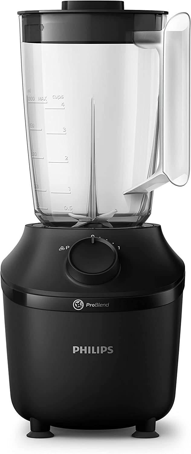 Philips Domestic Appliances Philips Blender 3000 Series, ProBlend System, 1.9 L Maximum Capacity, 1 L Effective Capacity, 450 W, 1 Speed Setting + Pulse, Plastic Glass, Black, HR2041/01