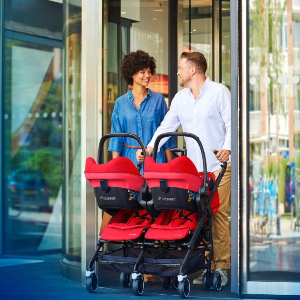 Maxi-Cosi Dana For Two Twin Pram Compact Sibling Pushchair Usable from Birth to 3.5 Years (0-15 kf), Compatible with All Maxi-Cosi Baby Seats, Vivid Red
