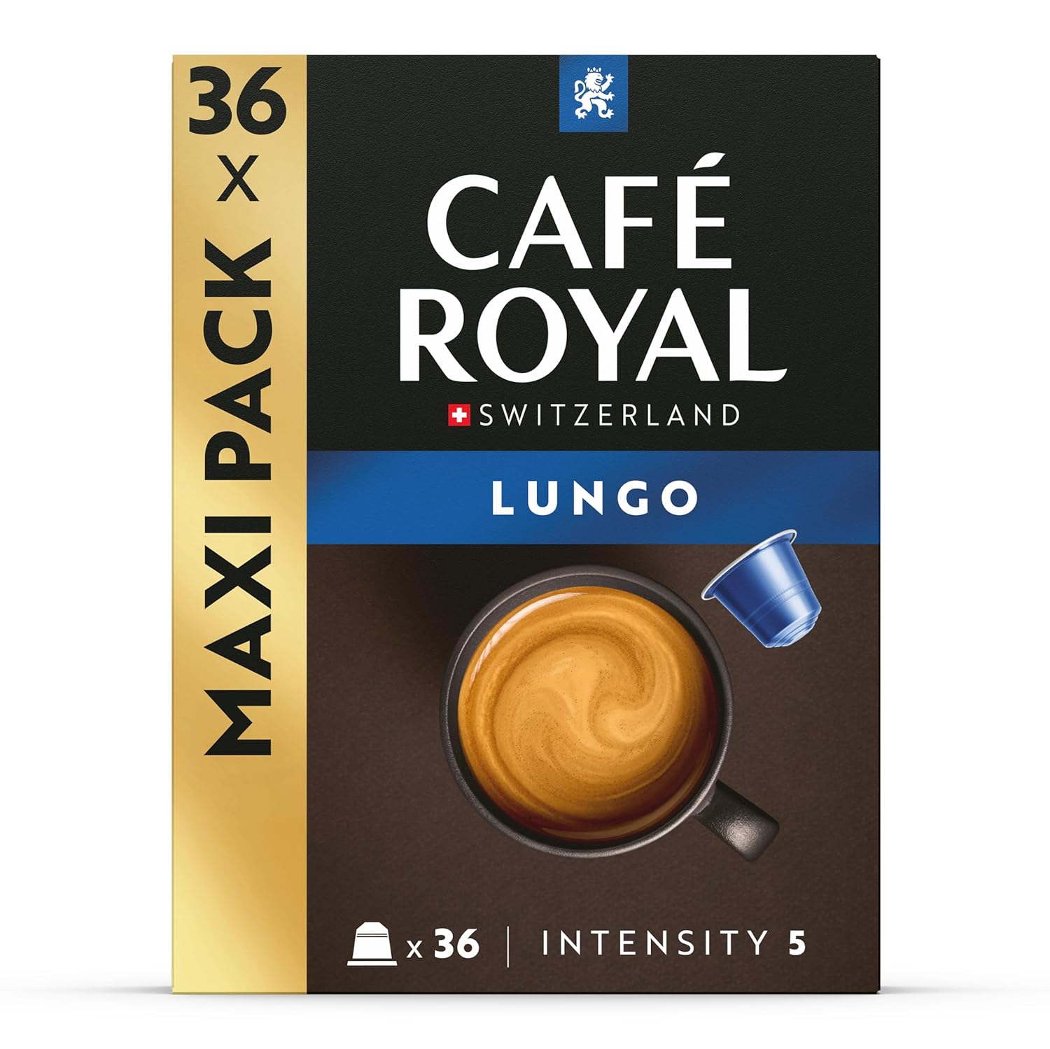 Café Royal Lungo 36 Capsules for Nespresso Coffee Machine - 4/10 Intensity - UTZ certified Coffee Capsules recyclable aluminum