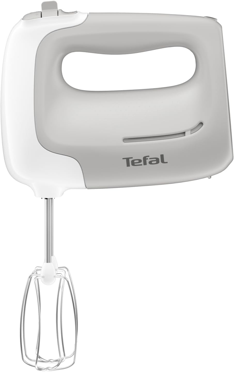 Tefal HT450B Prep\'Mix Hand Mixer | 450 watts | 5 speeds | 2 Whisks and 2 Dough Hooks Stainless Steel | Versatile hand mixer | Ergonomic Design | Dishwasher Safe Accessories | White/Gray