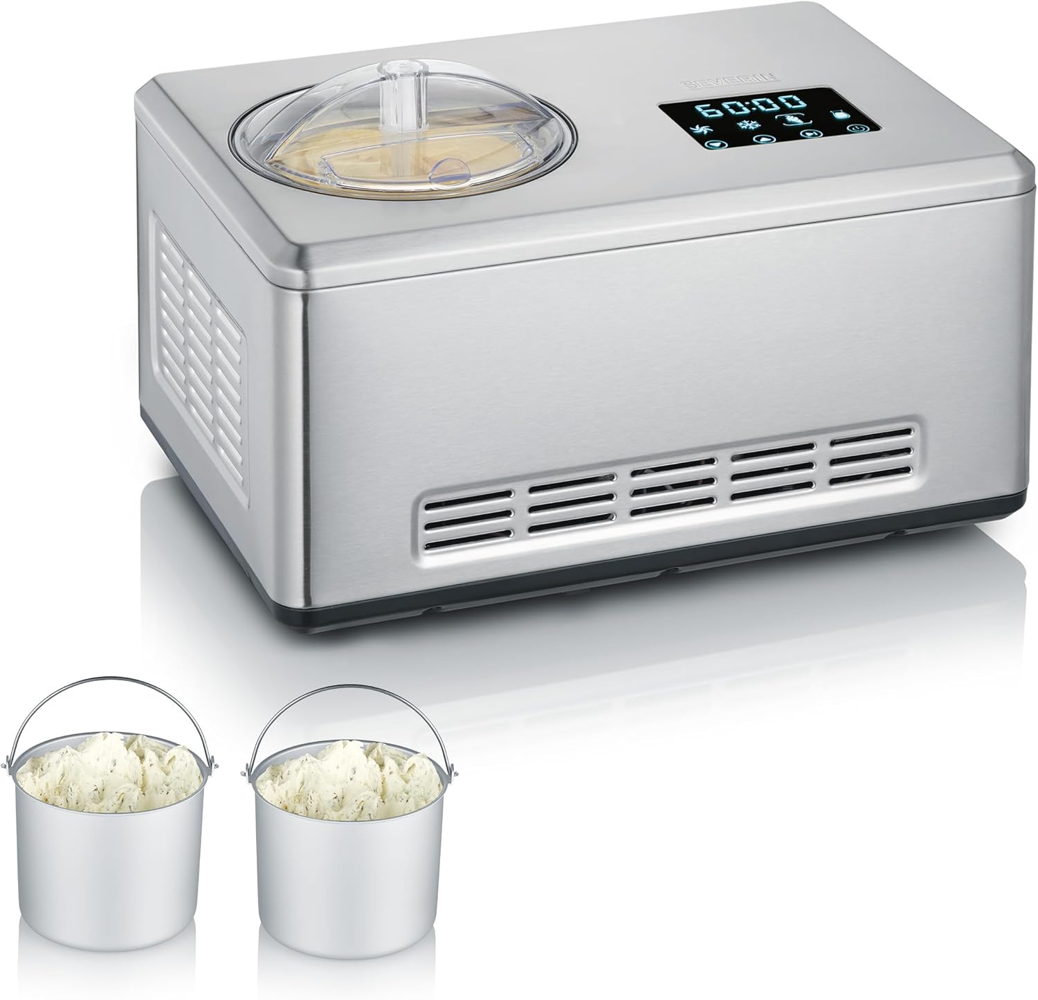 Severin 2-in-1 Ice Cream Maker with Yogurt Function, stainless steel (brushed)
