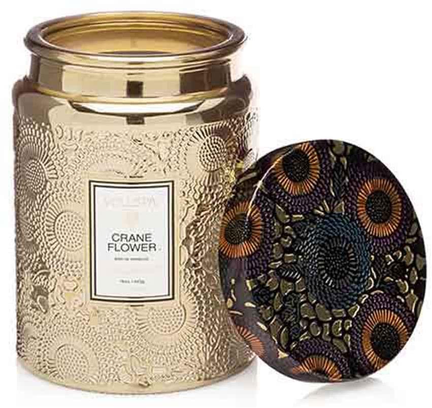 Voluspa Japonica Limited Edition Large Crane Flower Embossed Glass Scented 