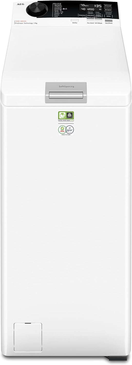 AEG Washing Machine Top Loader, Series 7000 with ProSteam, ProSteam - Refresh Function, 7.0 kg, Quiet, Automatic Volume, Refill Function, Water Stop, 1300 rpm, LTR7A71370