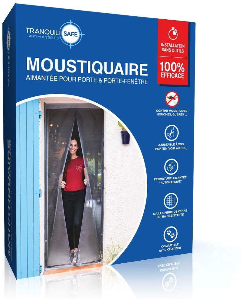 TRANQUILISAFE Insect Screen Balcony Door Patio Door Sliding Door with Cat Flap Magnetic Fly Screen Door No Drilling, MP(L 120/136 - H 207/215)