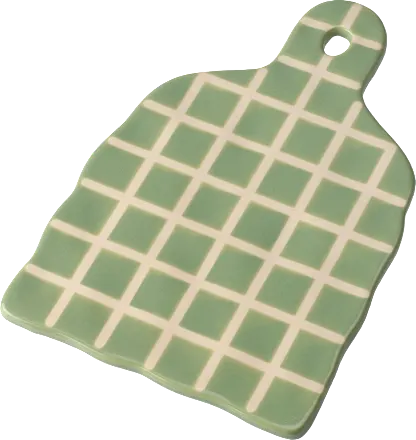 dm home Serving board made of stone, green/off-white checkered (27x17 cm), 1 pc.