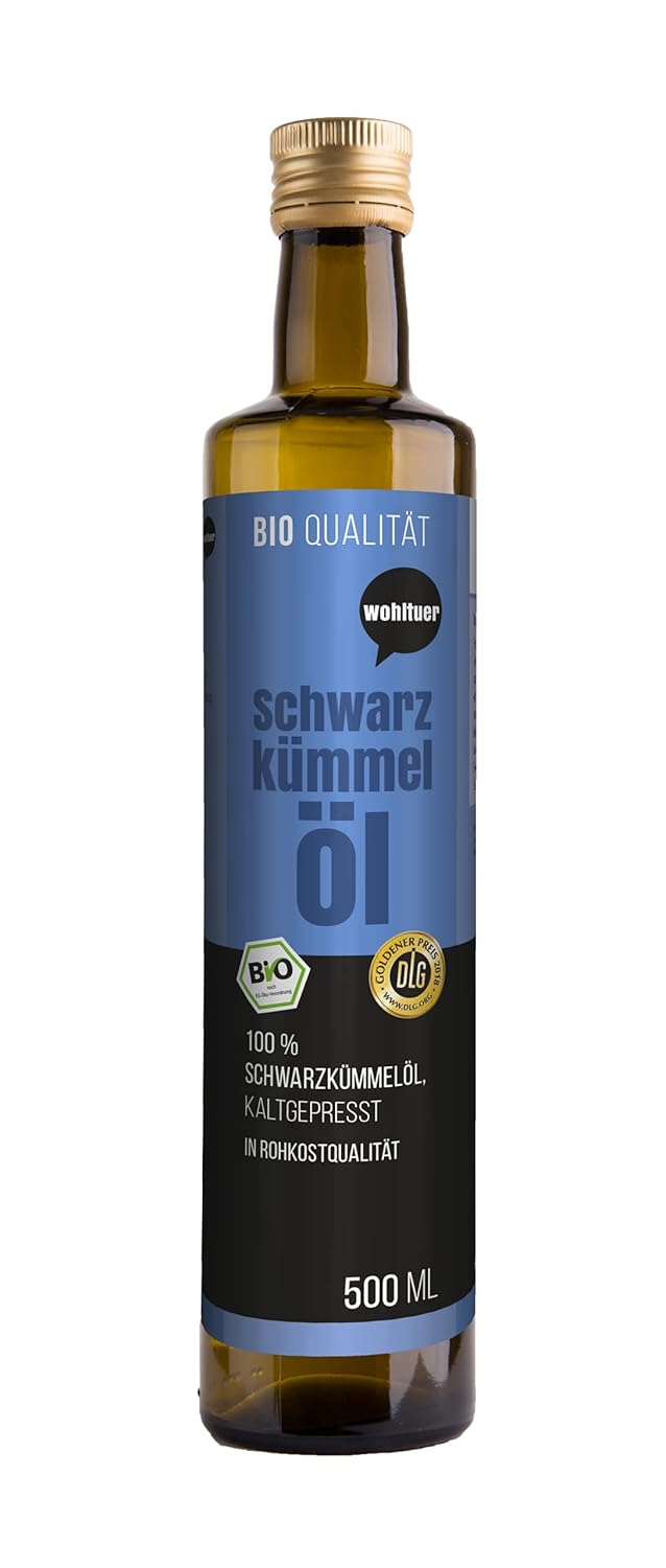 Wohltuer Organic Black Cumin Oil 500 ml – Gently Cold Pressed & Raw Food Quality – Particularly Mild – From the Allgäu Oil Mill