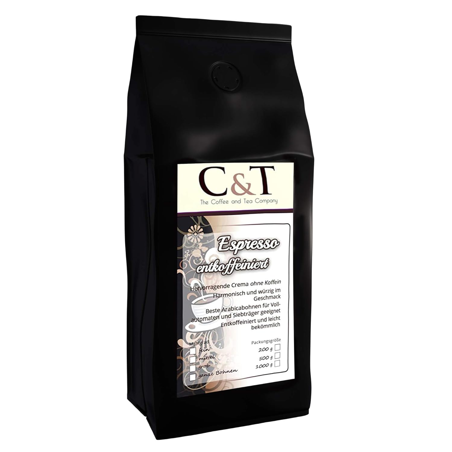 UNSER ESPRESSO Coffee Beans Decaffeinated – Our Espresso Cream – Gentle Roasted Bean Coffee Low Acid Without Caffeine Blend