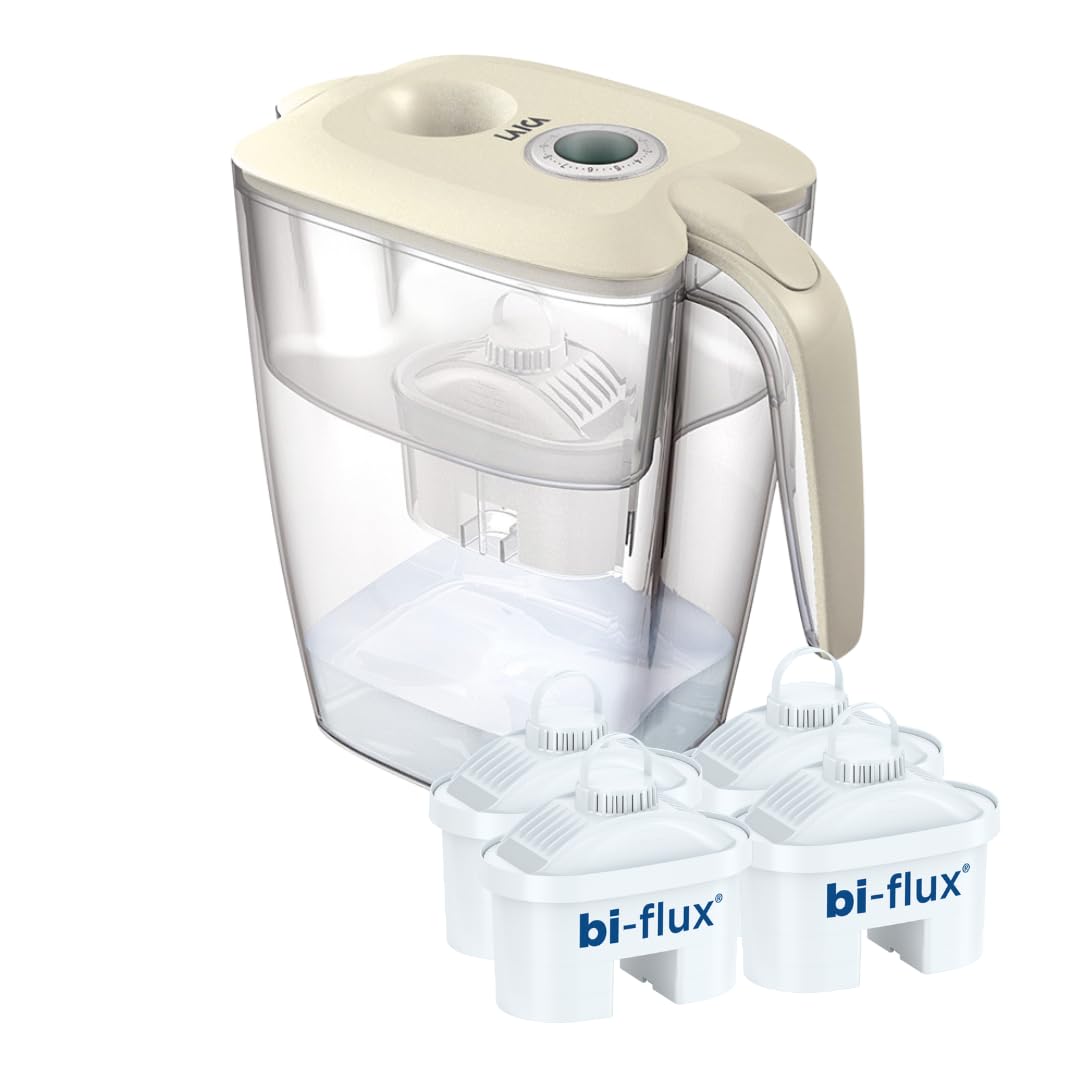 Laica Store LAICA BIG Roma Filter Jug - Blue - 3.7L - 4 Bi-Flux Filters Included, Preserves Mineral Salts and Reduces Unwanted Substances - XXL Capacity - Manual Timer - Safety Made in Italy