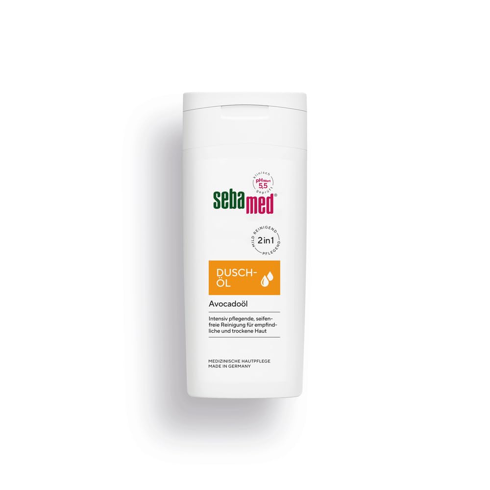 Sebamed Shower Oil 200 ml, shower oil for women and men, with avocado oil, intensively nourishing soap-free cleansing for sensitive and dry skin