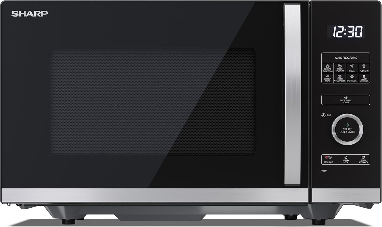 SHARP QS254AEB Microwave (Microwave: 900 W, 10 Power Levels, Defrost Function, Dimensions: 490 x 288 x 395 cm), Black
