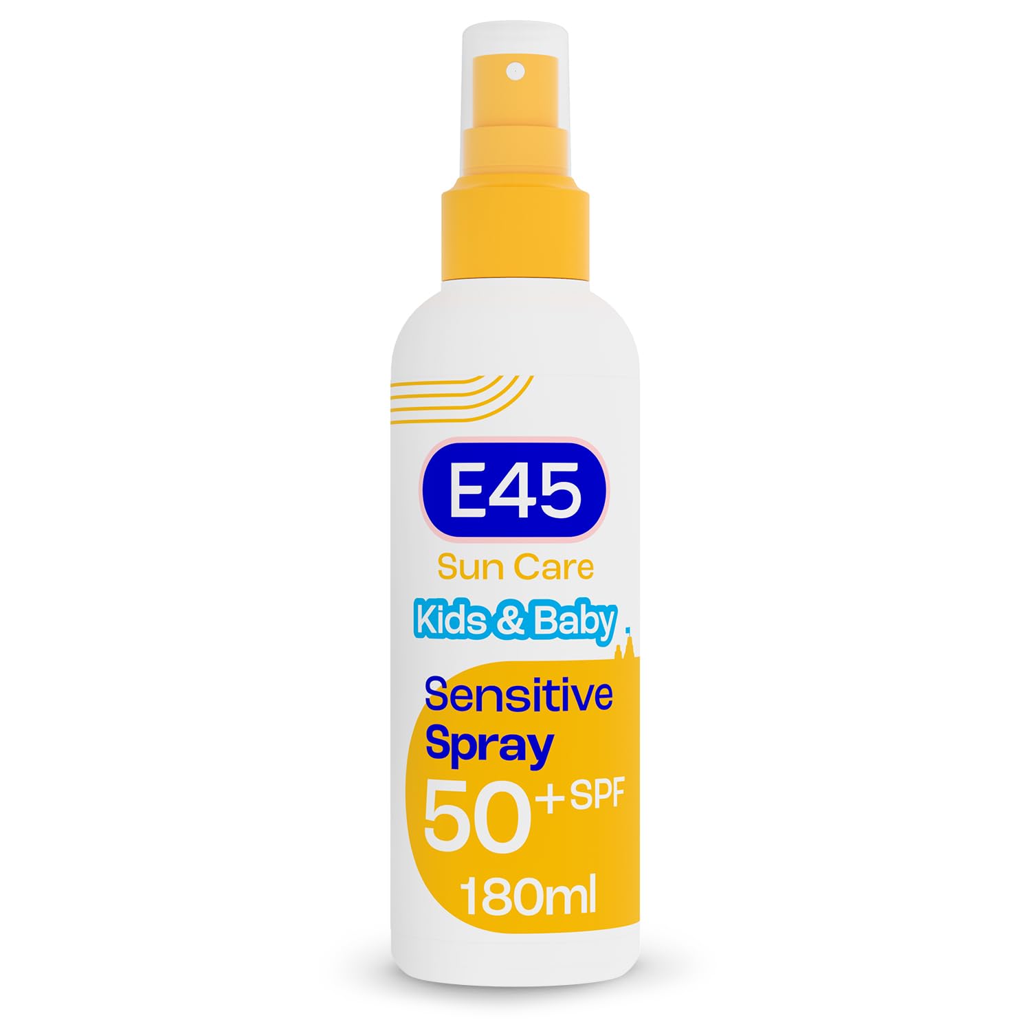 E45 Kids and Baby Sunscreen SPF50+ Spray for Face with Avocado Oil - UVA and UVB Protection - Dermatologically Tested and Fragrance-Free - Suitable for Dry, Sensitive and Eczema Prone Skin (180 ml)