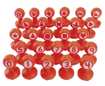 Number and shape stamps, 26 pieces