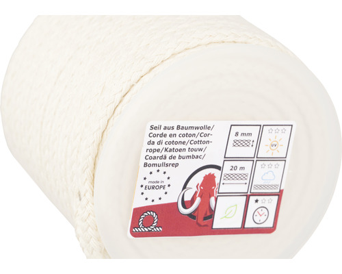 Mamutec Magic rope cotton Ø 8 mm white 20 m