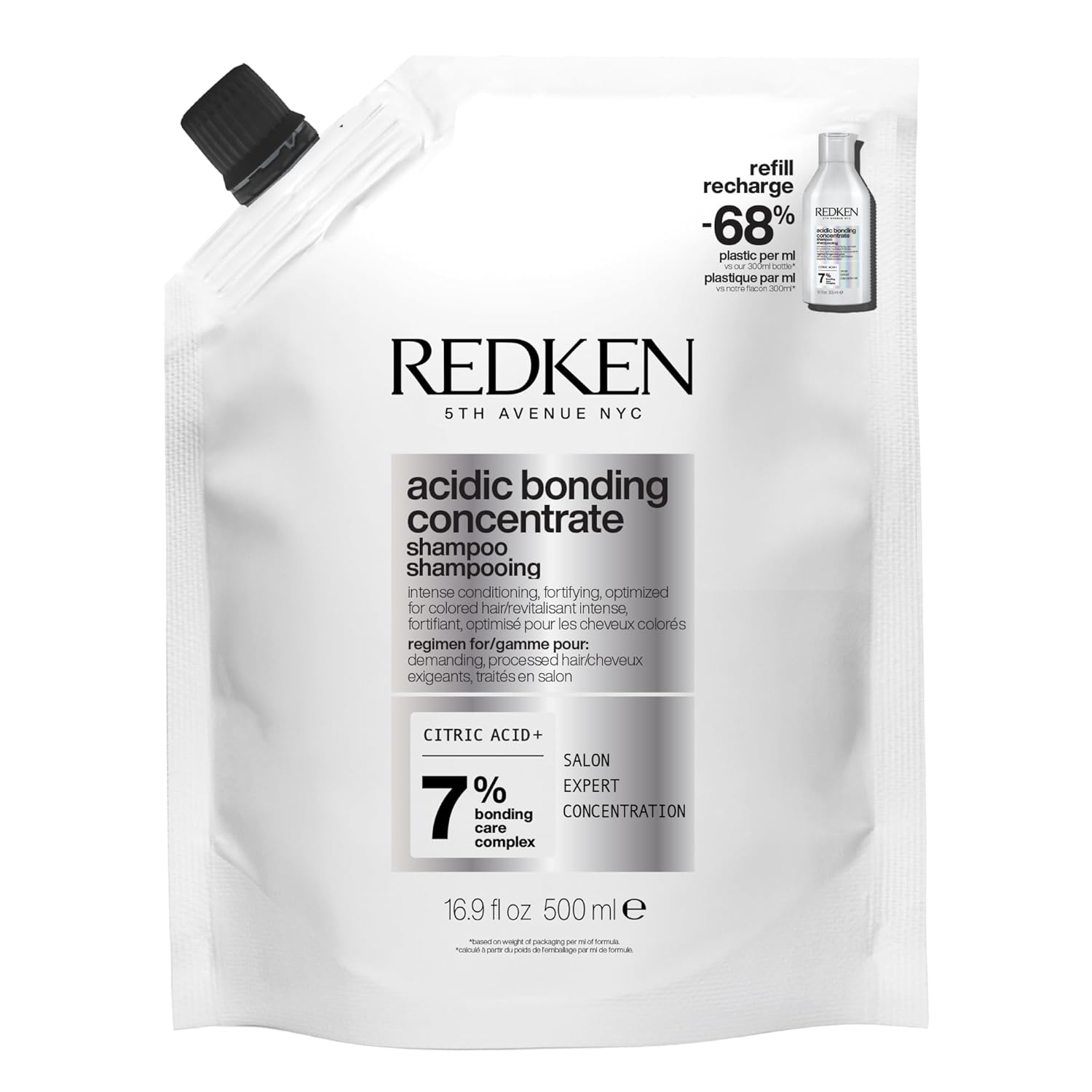Redken Nourishing Hair Shampoo with Intensive Protection Against Color Loss, Concentrated All-In-One Formula, Acidic Bonding Concentrate Shampoo, 1 x 500 ml Refill Pack