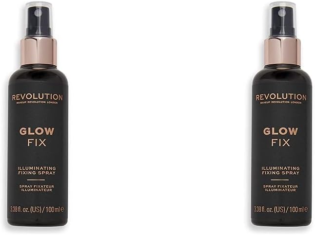 MakeUp Revolution Glow Fix, Illuminating Fixing Spray, 100 ml (Packaging May Vary) (Pack of 2)